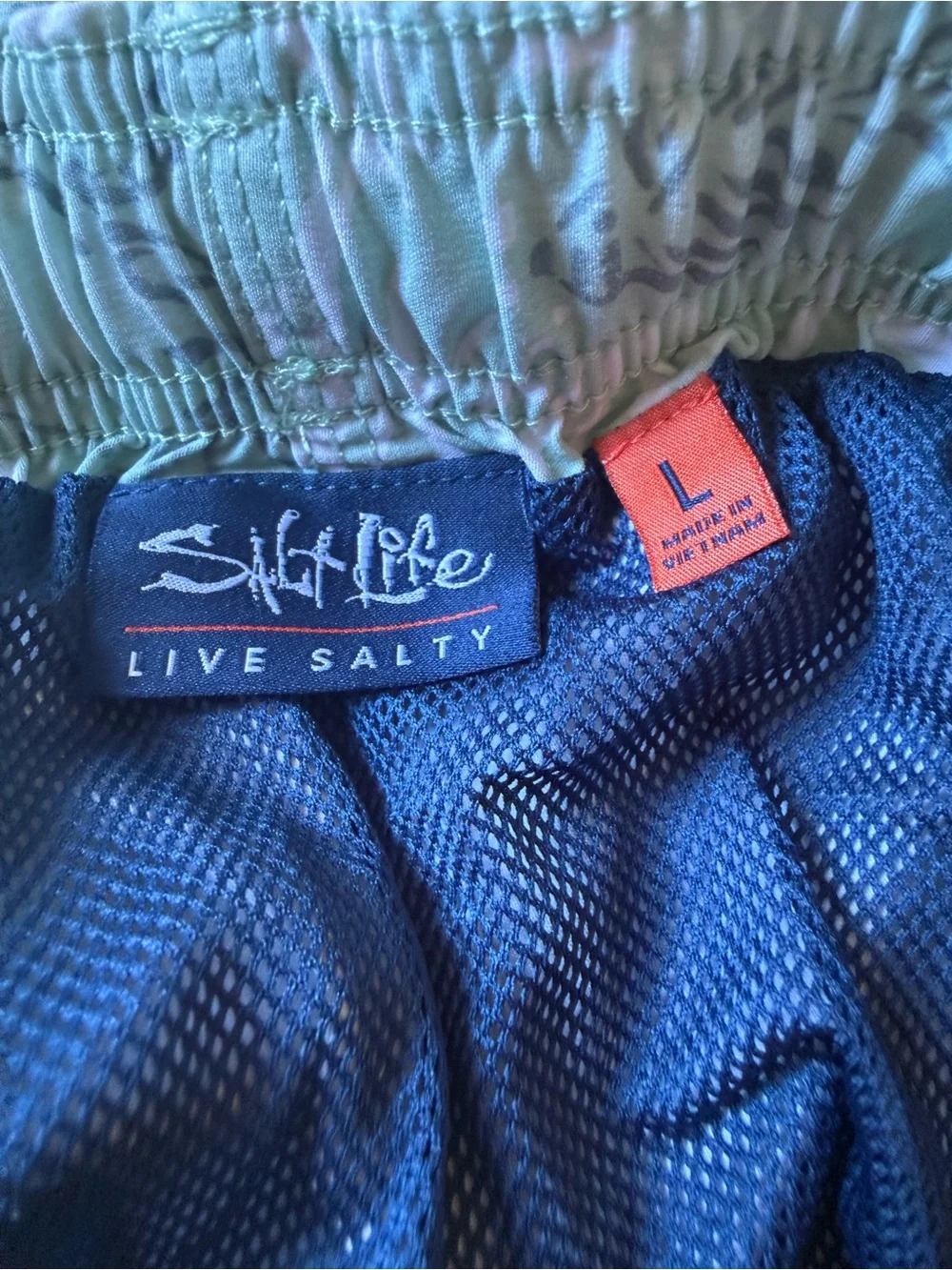 Salt Life Swim Trunks Crabs Lobsters Printed Pull On Green Large Live Salty